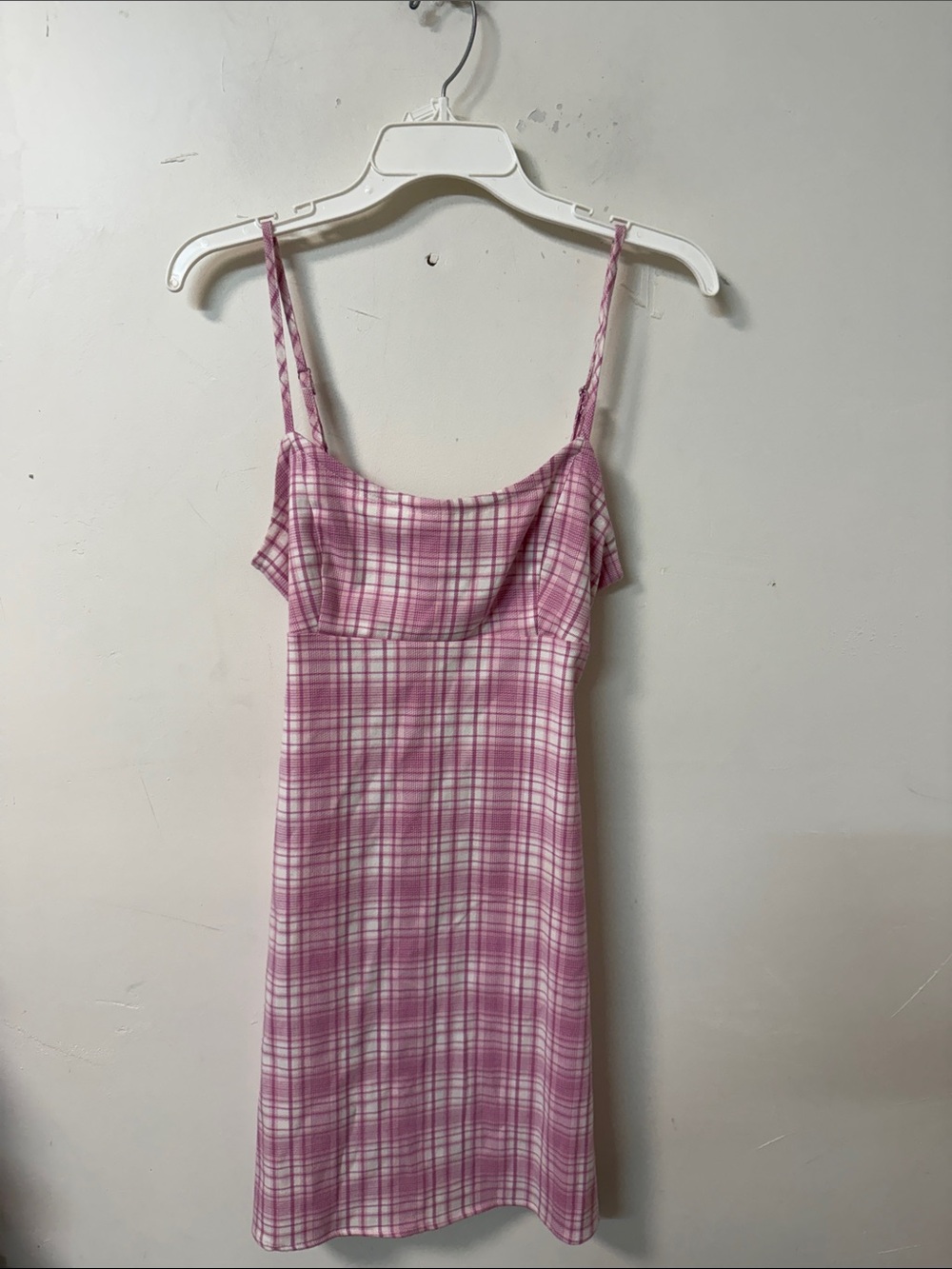 Brandy Melville Pink Plaid Spaghetti Strap Mini Dress